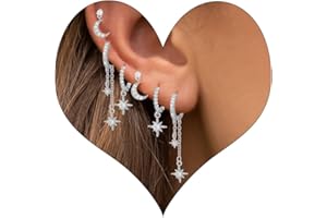 VELESAY Orecchini Set in Argento per Donna Oro Placcato 14K Piccoli Orecchini Anallergici Donna Argento Set Orecchini Zirconia Cerchio Huggie Cartilagine Piercing Multipli