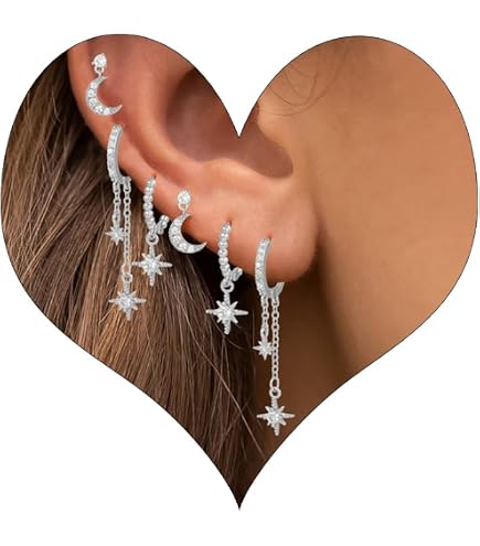 Orecchini Pendenti Retrattili Sole E Luna – Argento, Acciaio Inossidabile, Con Strass, Lunghi 11 Cm - 2