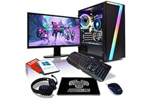 AWD-IT 𝗔𝗪𝗗-𝗜𝗧 | PC Gamer Complet, Ordinateurs de Bureau, Fixe, Processeur AMD A10 9700 à 4 cœurs, Écran LED 22", Clavier et Souris , 16 Go, 1 to, Étui à CiT Seven RGB, WiFi, Windows 10