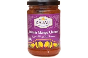 ‎KAJAL Kajal Rajah Kashmir Mango Chutney (3 x 340g) Indisch natürliche Schale, ideal zu Currys, Käse, Gegrilltem und mehr Glutenfrei