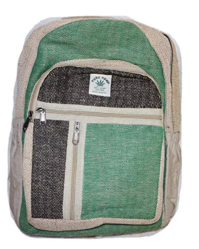 Generische Hanf Zaino in canapa per scuola, viaggi, tempo libero, outdoor, sport, colore naturale - con scomparto per laptop, fatto a mano in Nepal - Modello 79, impermeabile