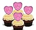 Produktbild Cupcake-Dekoration für den 13. Geburtstag, Mädchen, pinke Herzen, essbare Waffeln, rose, 12er-Pack