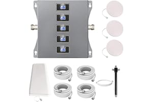 KKBSTR Amplificador Señal Movil 5 Bandas 800/900/1800/2100/2600MHz, Repetidor Señal Movil 2G 3G 4G 5G, Tres Antenas Interiores