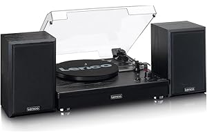 Lenco LS-101 Gramofon – Bluetooth – głośnik zewnętrzny o mocy 2 x 10 W RMS – 3 prędkości – napęd pasowy – czarny