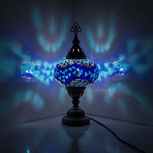 Tischleuchte Mosaik – Tischleuchte Mosaik Türkische Handarbeit mit Laterne Mosaik Marocaine, Basis aus Bronze, Tischleuchte, Einheitsgröße für die Dekoration von Ihr Zimmer von TK Bazaar