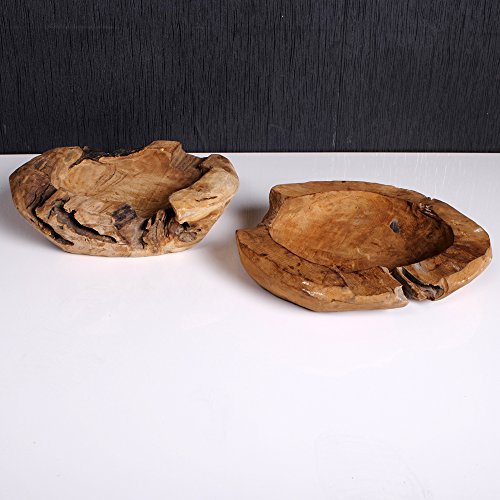 TEAKSCHALE HOLZSCHALE MASSIV TEAK WURZELHOLZ SCHALE 30cm HANDGEFERTIGT INDONESIA - 4