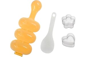 NINVVS 3 Grid Rice Ball Mold Set With Spoon and DIY Sushi Roller Making Kit - Non-Stick Rice Shaker and Lunch Box
