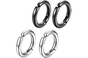 TSUOUKL 2 par 16 mm icke-piercing örhängen örhängen falska örhängen för män och kvinnor, örhängen för män, icke-piercingklämma, rostfritt stål, 2 färger