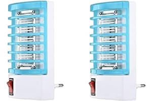 V&AMYA 2 Pezzi di Zanzariera elettrica luce led, fornetto zanzare, lampade antizanzare con luce UV, trappola zanzara e moscerini, luce notturna attrattiva. 2 pezzi