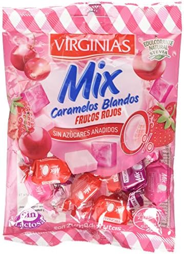 Virginias Mixed Red Sugar Free Fruit Soft Sweets with Stevia, 85 g, Pack of 4