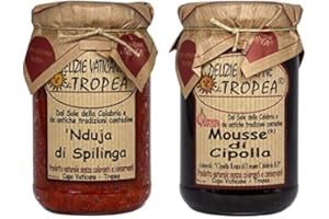 Nduja di Spilinga (Salame Piccante Spalmabile) 280g + Mousse di Cipolla 330g - Prodotti Tipici Calabresi - Salsa Gourmet - 100% Made Italy - Delizie Vaticane Di Tropea.