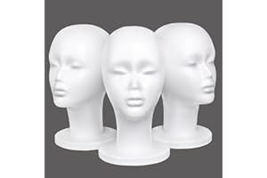 kachanaa 3 Pcs Foam Wig Head Female Styrofoam Mannequin Head Stand for Wigs, Hats, Masks, Hairpieces, Arts, Crafts, DIY Projects, Salon Display, and Travel Use