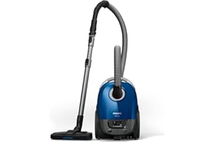 Philips Seria 3000 Performer Compact Odkurzacz Workowy, Moc 900W, Filtr Antyalergiczny, Przewód o Długości 9 m, Wyłapuje 99.95% Kurzu, Małe Wymiary i Masa, Zintegrowana Szczotka, Granatowy (XD3110/09)