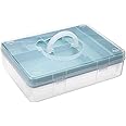 Azonee 2-Tier Storage Box with Removable Divided Tray Portable Clear Plastic Art Craft Supply Organizer Stackable Home Office Supplies Storage Container for Pens Notes A4 Papers