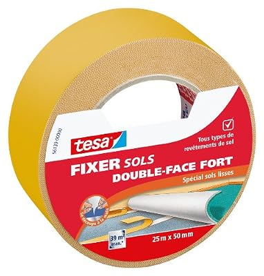 Tesa 56139-00000-00 Fixer Sols Double-face Fort Spécial Sols Lisses 25m x 50 mm