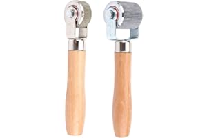 HEADERBS Strumento di Riparazione per Pneumatici per Toppe, Strumento di Riparazione per Rulli con Cuscinetti a Sfere per Riparazione di Toppe per Pneumatici con Manico in Legno(M)