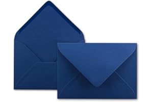 NEUSER PAPIER Neuser - Buste da lettere da 80 g/m² in colori vivaci, formato B6, dimensioni 175 x 125 mm, chiusura adesiva da inumidire 50 Umschläge blu notte