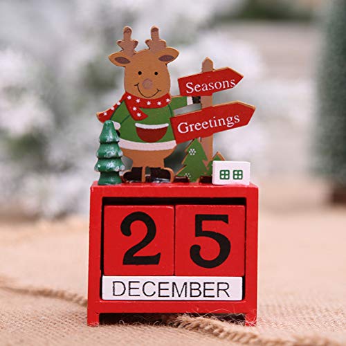Download OPL Mart de Noël Calendrier de bureau Bois manuel Perpetual vintage accessoire de bureau Calendrier de bureau Décoration Maison Cadeau