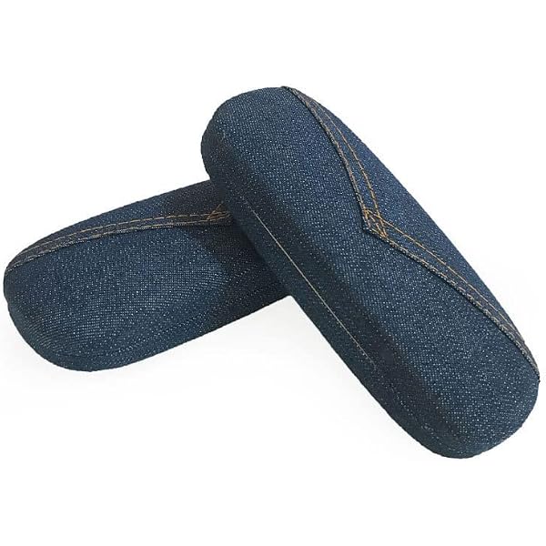 Lot De 3 étuis à Lunettes En Denim - Coque Rigide Avec Doublure EVA, Fermeture éclair, Crochet, Dimensions 17x7x4 Cm