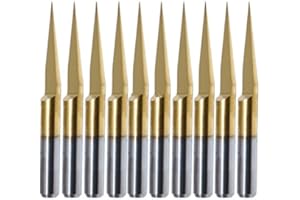 HaimoBurg 10 Pezzi incisione in Carburo Rivestito di Titanio 15 gradi,0,1 mm Punte Utensile per Router CNC con incisione di PCB