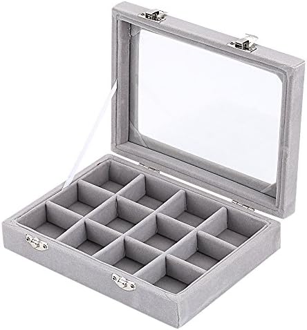 Zice Velvet Glass Jewellery Box Ring Earrings Holder Display Organiser Tray Storage Case