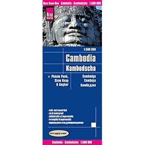 Camboya, mapa impermeable de carreteras. Escala 1:500.000 impermeable. Reise Know-How.