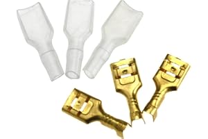 200 stycken kabelkontakter set krimpanslutningar 6,3 mm platta hylsa platt kontakt Spade kabelsko Sleeve