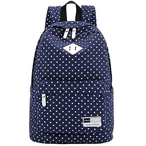 Preisvergleich Produktbild COUSIN CANAL Damen Mädchen Neu Fashion Streifen Leinwand Rucksack Schulrucksack Reisetasche lässig Daypacks Cityrucksack für Universität Outdoor Freizeit Rucksäcke Dunkelblau