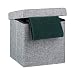 Relaxdays Ottoman Foldable Footstool Box Storage Cube with Removable Lid, Fabric, Grey, 38 x 38 x 38 cm