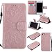 Produktbild Hozor PU Leder Hülle für Apple iPhone 7 4.7 zoll Embossing 3D Prägung Blumen Muster Ledertasche Weiche TPU Soft Rückseite Abdeckung Handytasche Bumper Schutzhülle Brieftasche Flip Case Wallet Cover Bookstyle Handyhülle Tasche Anti-Scratch Shell Folio Klapphülle mit Standfunktion Magnetverschluss und Kredit Kartenfächer - Rose Gold