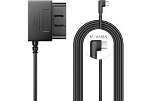 AZDOME - Kit de OBD con Puerto Mini USB para cámara de salpicadero, fácil de Instalar, admite Modo de Aparcamiento para cámara de Coche, 3 m, 12 V-24 V a 5 V, protección Baja