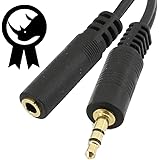 rhinocables Verlängerungskabel für 3,5-mm-Klinkenstecker auf 3,5-mm-Klinkenbuchse - vergoldete Kontakte - Audio Klinkenkabel