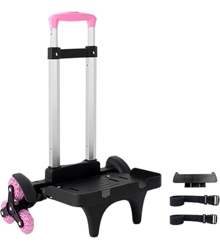 Chariot à Sac à Dos 6 Roues Pliable Aluminium - Cartable École Voyage Enfants Ados Adultes - Base Large Réglable