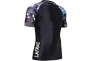 LAFROI Męska koszulka z krótkim rękawem UPF 50+ bazowa skóra kompresyjna osłona przed wysypką