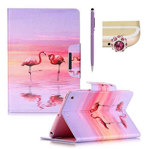 ipad mini 1 / mini 2 / mini 3 Hülle Leder Sonnenuntergang Muster,SKYXD [Auto Schlaf/Wach Funktion] PU Folio Klappbar Schutzhülle [Standfunktion/Brieftasche Kartenfach/Magnet] Klapphülle mit [Krone Handyanhänger + Eingabestift] 3 in 1 Zubehör Handy Tasche Etui for Apple ipad mini 1/2/3 Bookstyle Flip Case Leather Cover With [Stylus and Dust Plug]