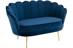 VENTE-UNIQUE PASCAL MORABITO - Divano 2 posti conchiglie in Velluto Blu notte - DANDELION di Pascal Morabito