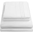 Sweet Home Collection 1800 Thread Count Sheet Set – Soft Egyptian Quality Brushed Microfiber Sheets – Luxury Bedding Set with Flat Sheet, Fitted Sheet, 2 Pillow Cases, White, Queen