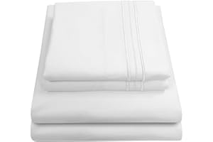 SWEET HOME COLLECTION Queen-Size-Bettlaken, atmungsaktiv, luxuriös, mit elastischen und sicheren Eckbändern, integrierte Eckgurte, extra weiches Bettwäsche-Set aus der Supreme Collection 1800, Queen-Size-Bett, Weiß