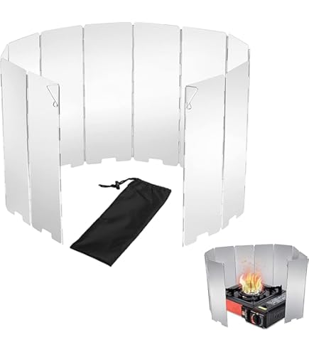 Parabrezza Per Fornello Da Campeggio - 16 Piatti In Alluminio Pieghevole, Antivento E Leggero - Foto 8