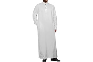 YAOHUOLE Hommes Coton Lin Caftan Abaya Homme Jelaba Homme Musulman Robe Longue Homme