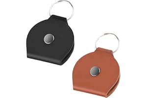 WLLHYF 2 Stück Leder-Schlüsselanhänger-Ringhalter, schlanke Schmuck-Reisetasche Hochzeit Verlobung Zeremonie Ringaufbewahrung Ohrhaken Flache Hülle kleine Münztasche (Braun+Schwarz)