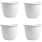 Go Hooked Flower Pot for Gardening | Indoor/Outdoor Planter | White | 10 INCH | Pack of 4 | Plastic | Planters