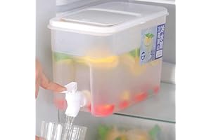 Fiorky 4L Getränkespender mit Wasserhahn, Kühlschrank Kalteiskocher mit Wasserhahn Wassersaft Limonade Obst Teeflasche Kühlschrank Kühle Getränke Eimer Behälter für die Herstellung von Tee und Säften