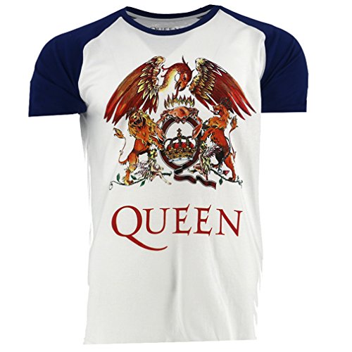 Queen Classic Crest White Raglan T Shirt Official Licensed Music