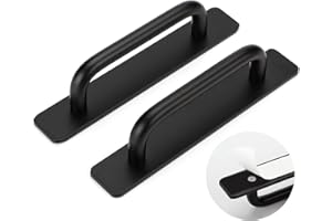 LONTAN 2 Stück Griff Selbstklebend Balkontürgriff Außen Schwarz Griffe für Küchenschränke Kleben Schrankgriffe Selbstklebend Möbelgriffe Küchengriffe Aluminium Türgriff Kleben (Länge:148mm)