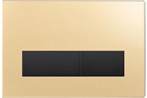 Mendorio Placca di Comando WC, Compatibile con Geberit Sigma, UP300 e UP320, Piastra Doppio Scarico, Dimensioni 246×164 mm (Oro Opaco & Nera Opaco Pulsante)