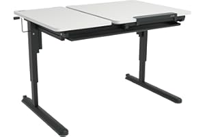 ‎K KETTLER K KETTLER Schülerschreibtisch Kinderschreibtisch höhenverstellbar und neigbar, mit Schublade und Rollen (Tischgestell anthrazit/Tischplatte alpinweiß)