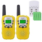 Talkie Walkie pour Enfants PMR 446 avec 8 Piles rechargeable et Chargeur Talkie Walkie Enfants Talkie-Walkies Talki Walki Flashlight VOX 8 Canaux 0.5W (1 Paire, Jaune)