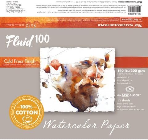 Fluid 100 Watercolor Cp 140Lb Ez-Block 6X6 by Handbook Paper