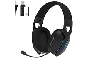 MAMBASNAKE x ATTACK SHARK L90 Pływający ultralekki bezprzewodowy zestaw słuchawkowy do gier, dźwięk przestrzenny 7.1, BT5.3/2.4Ghz/przewodowy, RGB, przetworniki 40 mm, wtykowy mikrofon — czarny